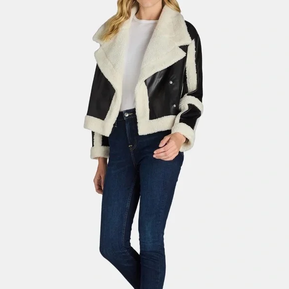 70 Madden NYC Women's  Plus Faux Shearling Moto Jacket NEW size 4X - Picture 2 of 11